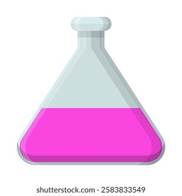 Laboratory Flask with Pink Liquid for Science and Research Experiments