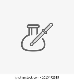 laboratory flask with pipette vector icon