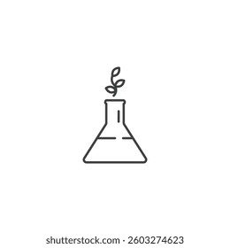 Laboratory flask with plant growth vector icon.