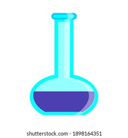 laboratory flask with purple liquid, vector illustration