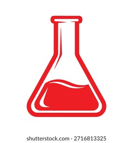 Frasco de laboratório com líquido vermelho