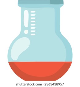 laboratory flask with red liquid isolated