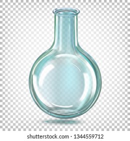 Laboratory flask round bottom glass. Vector illustration on a transparent background.