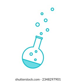 Laboratory flask. School illustration in blue tones. Icon. Clipart. Isolated element.	 