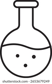 Laboratory flask science chemistry experiment glassware liquid round bottom outline icon education research transparent scientific symbol simple black white clean minimal isolated equipment tool