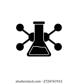 Icono plano del experimento de la Tecnología de la Ciencia del frasco de laboratorio
