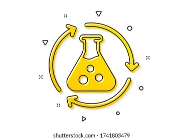 Laboratory flask sign. Chemistry experiment icon. Analysis symbol. Yellow circles pattern. Classic chemistry experiment icon. Geometric elements. Vector