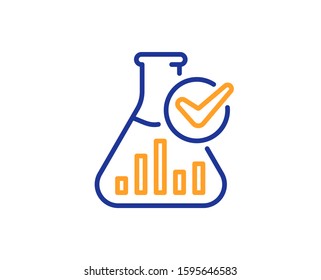 Laboratory flask sign. Chemistry lab line icon. Analysis symbol. Colorful outline concept. Blue and orange thin line chemistry lab icon. Vector