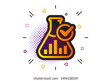 Laboratory flask sign. Halftone circles pattern. Chemistry lab icon. Analysis symbol. Classic flat chemistry lab icon. Vector