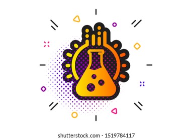 Laboratory flask sign. Halftone circles pattern. Chemistry lab icon. Analysis symbol. Classic flat chemistry lab icon. Vector