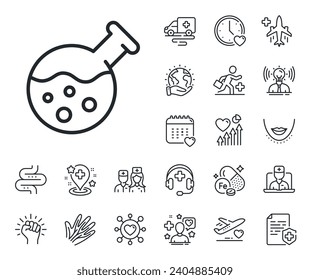 Laboratory flask sign. Online doctor, patient and medicine outline icons. Chemistry lab line icon. Analysis symbol. Chemistry lab line sign. Veins, nerves and cosmetic procedure icon. Vector