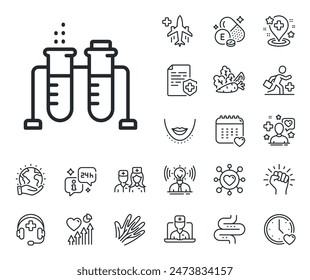 Laborflaschenzeichen. Online Arzt, Patient und Medizin Skizzen Symbole. Symbol für Chemie-Becherlinie. Analyse-Laborsymbol. In: Chemistry Beaker Line Sign. Venen, Nerven und kosmetisches Prozedursymbol. Vektorgrafik