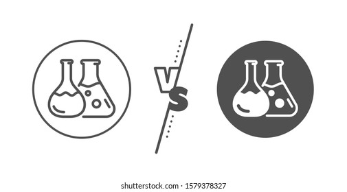 Laboratory flask sign. Versus concept. Chemistry lab line icon. Analysis symbol. Line vs classic chemistry lab icon. Vector