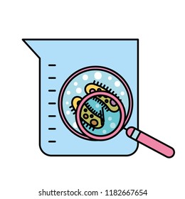 laboratory flask test science bacteria magnifying glass