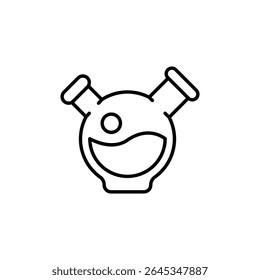 Laboratory Flask With Two Necks In Linear Style Symbol Design