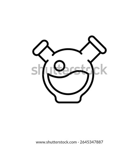 Laboratory Flask With Two Necks In Linear Style Symbol Design