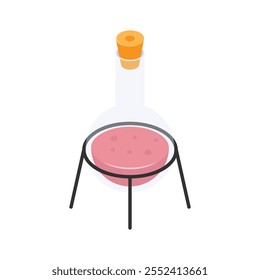 A laboratory flask used for mixing chemicals or samples in healthcare