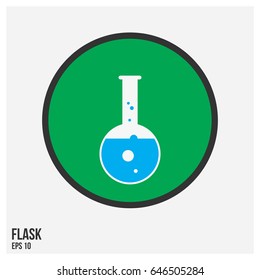 Laboratory flask vector illustration. Round flask design. Science Lab icon
