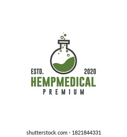 laboratory flask vector logo for health concept