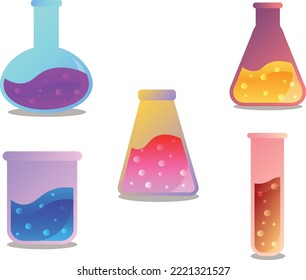 Laboratory flasks and colorful liquid in test tube.In order to Biological and chemical experiments.
