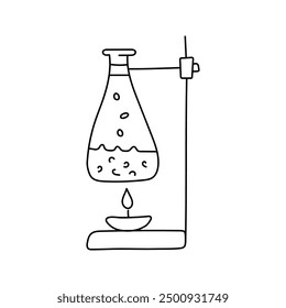 Matraces de laboratorio Doodle. Ilustración vectorial aislada sobre fondo.