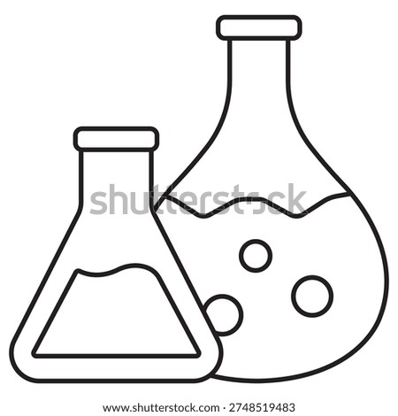 Laboratory Flasks Icon, Chemistry Lab Glassware Icon, Scientific Flask Illustration, Laboratory Equipment Graphic, Chemical Experiment Design, vector