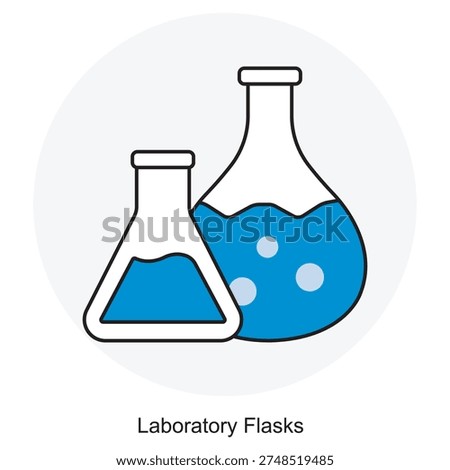 Laboratory Flasks Icon, Chemistry Lab Glassware Icon, Scientific Flask Illustration, Laboratory Equipment Graphic, Chemical Experiment Design, vector