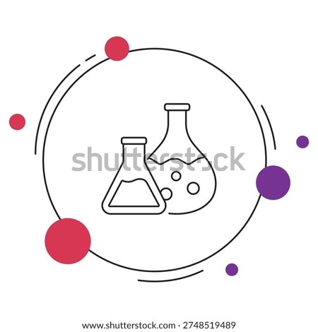 Laboratory Flasks Icon, Chemistry Lab Glassware Icon, Scientific Flask Illustration, Laboratory Equipment Graphic, Chemical Experiment Design, vector