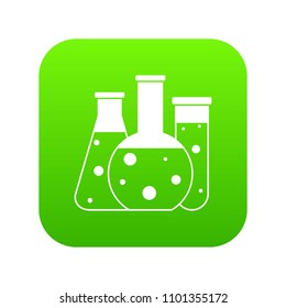 Laboratory flasks icon digital green for any design isolated on white vector illustration