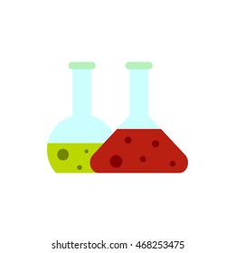 Laboratory flasks icon in flat style isolated on white background. Chemistry symbol