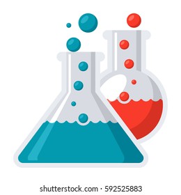 Laboratory flasks icon in flat style vector illustration