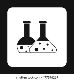 Laboratory flasks icon in simple style isolated on white background. Chemistry symbol