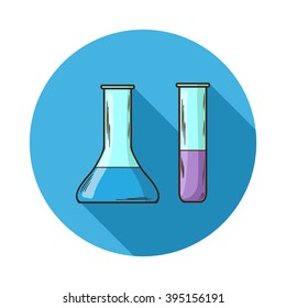 Laboratory flasks icon.Vector Laboratory flasks icon isolated with shadow.Hand draw Laboratory flasks