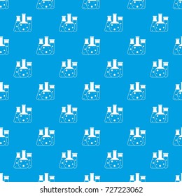 Laboratory flasks pattern repeat seamless in blue color for any design. Vector geometric illustration