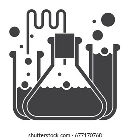 Laboratory flasks vector silhouette on white background