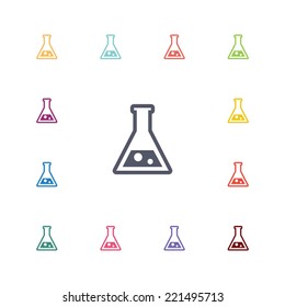 laboratory flat icons set. Open round colorful buttons. Vector 