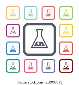 laboratory flat icons set. Open round colorful buttons. Vector 