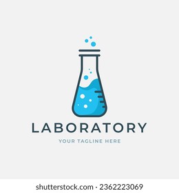 laboratory flat logo vector illustration template design. icon lab science