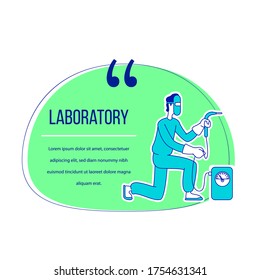 Laboratory flat silhouette vector character quote. Citation blank frame template. Engineer, scientist with welding machine. Speech bubble on white background. Quotation empty text box design