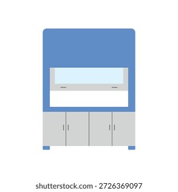 Ícone de vetor plano da chaminé de laboratório que representa o equipamento de segurança e ventilação usado em laboratórios de química e pesquisa.