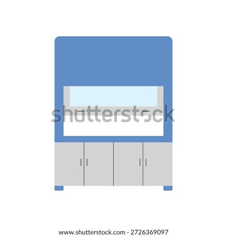 Laboratory fume hood flat vector icon representing safety and ventilation equipment used in chemistry and research laboratories.