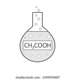 Laboratory glass with acetic acid on white background. Vector illustration.