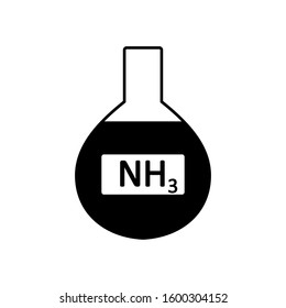 Laboratory glass with ammonia on white background. Vector illustration.