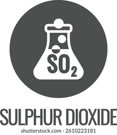 A laboratory glass beaker chemistry sulphur dioxide icon concept. Icon for the sulphur dioxide allergy allergen.