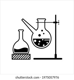 Laboratory Glass Beaker Icon, Chemistry Equipment Vector Art Illustration