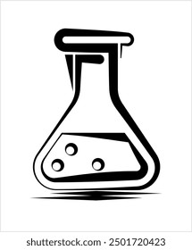 Laboratory Glass Beaker Icon, Chemistry Equipment Vector Art Illustration