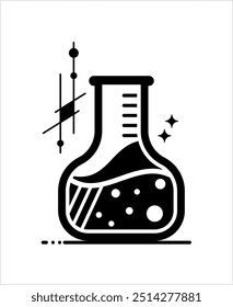 Laboratory Glass Beaker Icon, Chemistry Equipment Vector Art Illustration