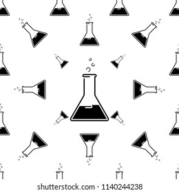 Laboratory Glass Beaker Icon Seamless Pattern Vector Art Illustration