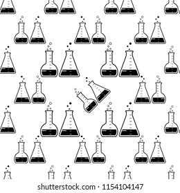 Laboratory Glass Beaker Icon Seamless Pattern Vector Art Illustration