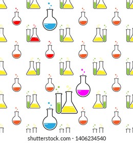 Laboratory Glass Beaker Icon Seamless Pattern Vector Art Illustration